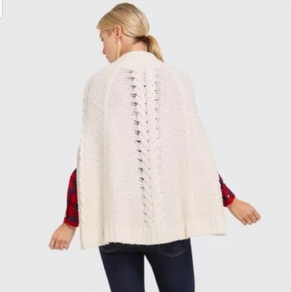 Draper James Cable Sweater Cape Sz XS/S - Picture 2 of 8